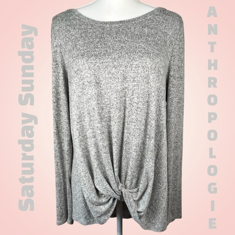 Anthropologie | Saturday Sunday | Gray Twist Front Long Sleeve Top